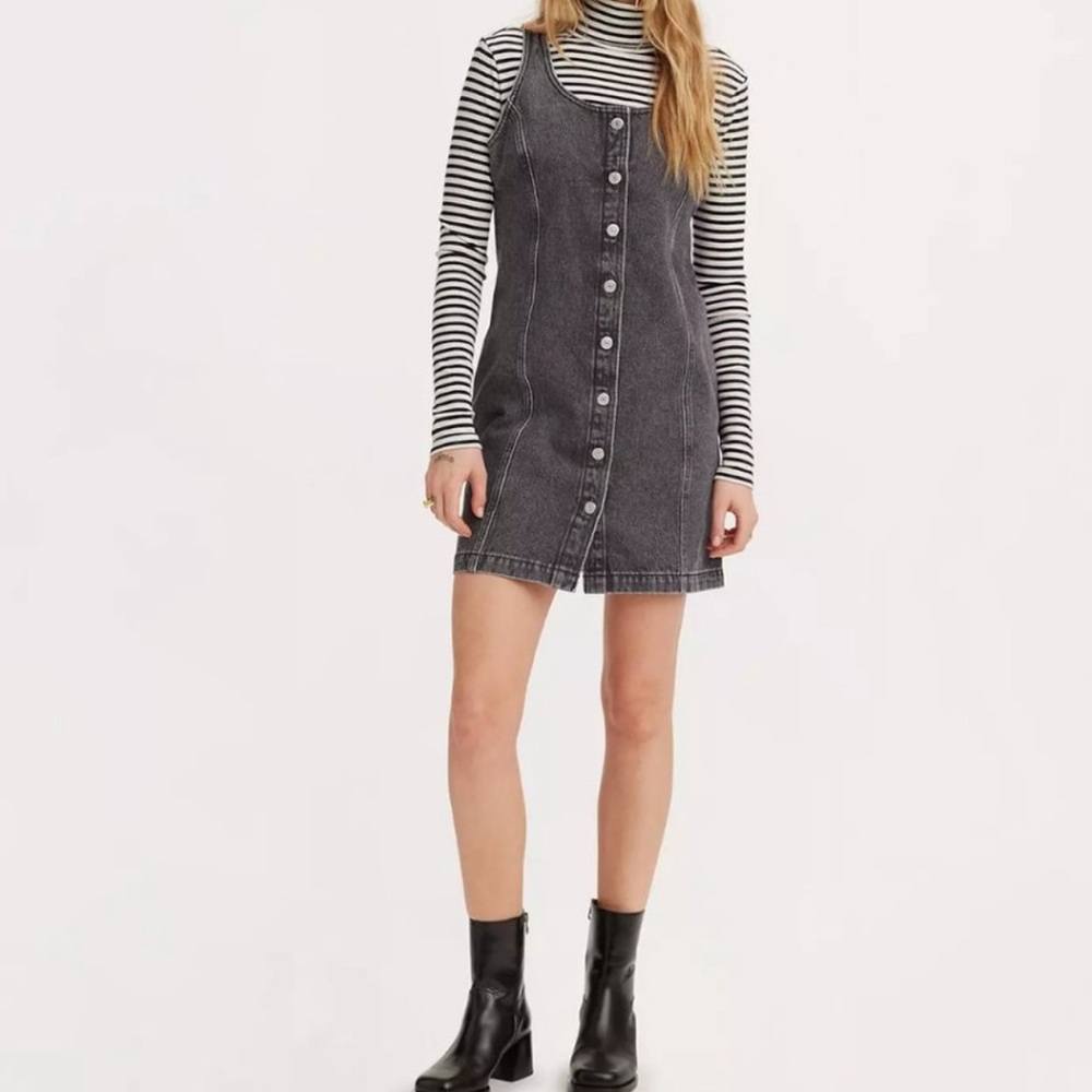 Levi's Black Denim Button-Down Midi Dress